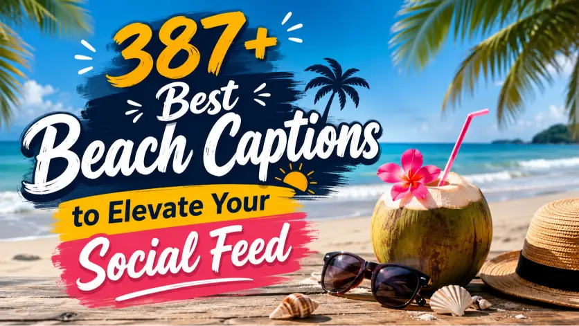 beach captions with caption generator