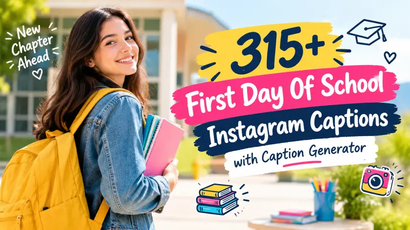 first day of school Instagram captions with caption generator