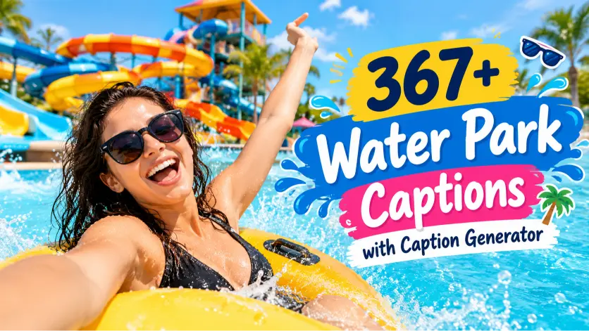 water park captions with caption generator